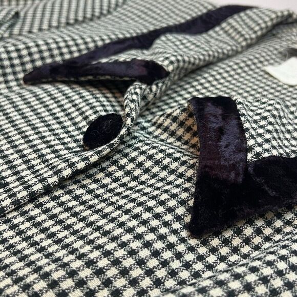 Vintage D.B.Y. Dress Womens 9 Black Checkered Velvet Chelsea Collar Pencil Dress - Picture 12 of 14